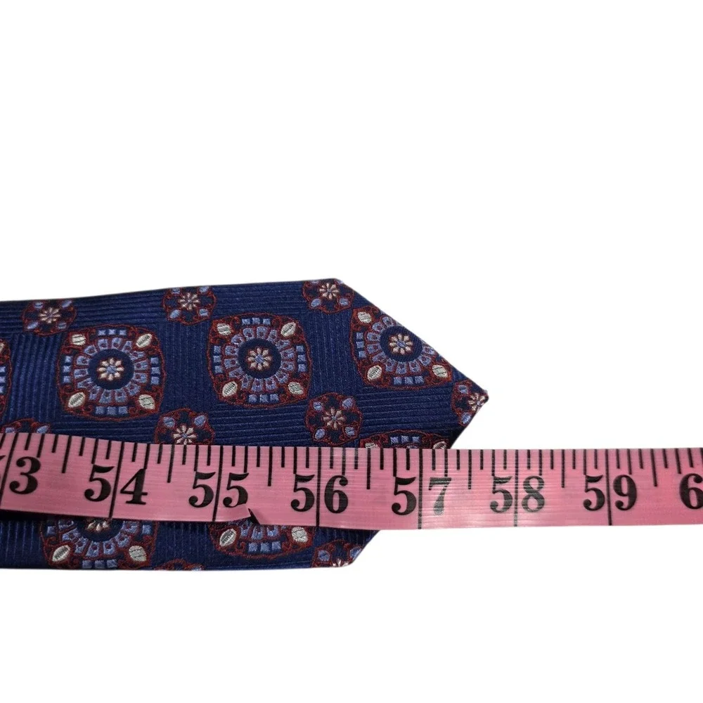 JOS. A. BANK RESERVE Men's Necktie Blue‎ Floral Silk 58 Inch Length Luxury
